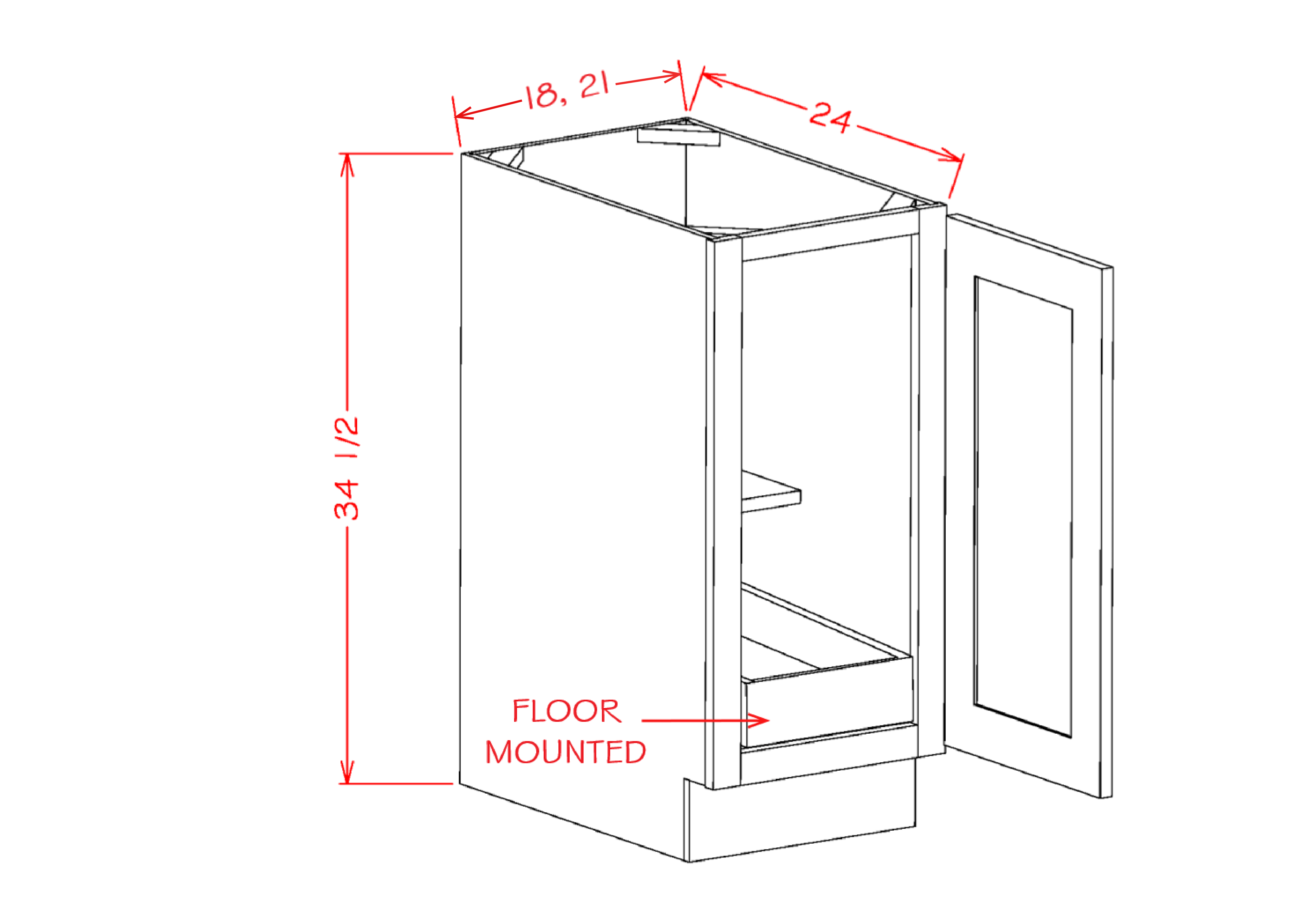 Single Full Height Door One Rollout Shelf Base Kits